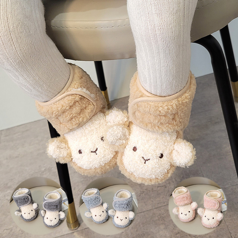 秋冬新生婴儿卡通加厚保暖鞋u袜1岁男女宝宝棉鞋3-6-9月地板袜棉