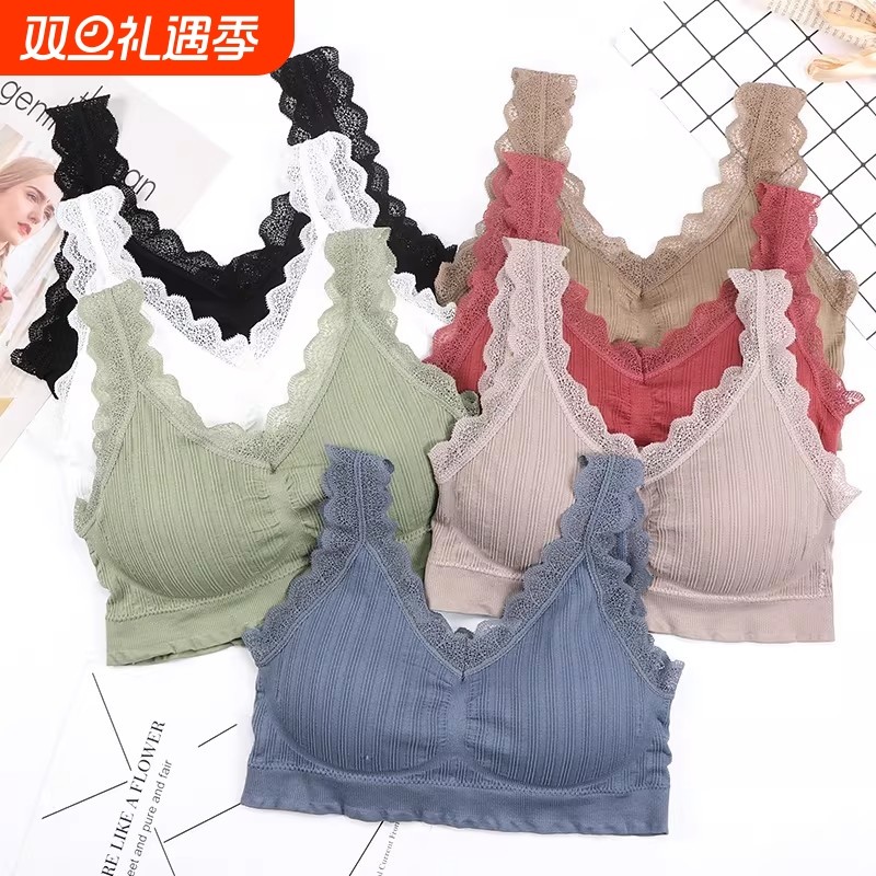 抹胸无钢圈裸感舒适内衣女背心式蕾丝性感小胸美背内搭运动文胸罩