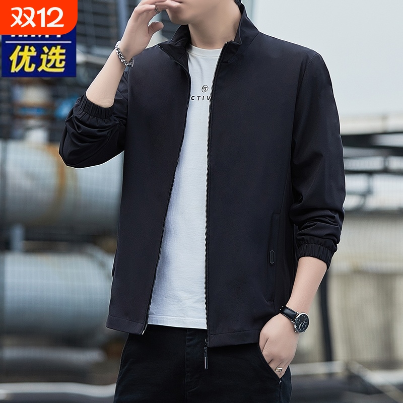 秋冬外套男士2025年新款纯色立领潮牌男装加绒休闲夹克上衣服外穿