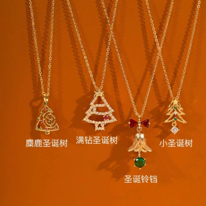 原创跨境圣诞项链女925纯银ins风高级感小众秋冬锁骨链欧美饰品
