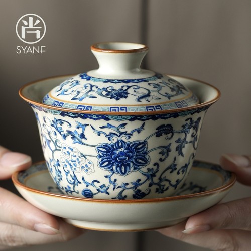 青花汝窑单个盖碗|超1000次加购