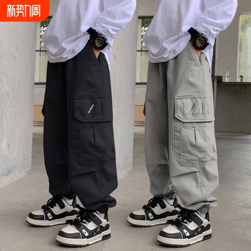 男童工装裤2026春秋新款中大童束脚长裤中大童帅气宽松休闲裤子潮