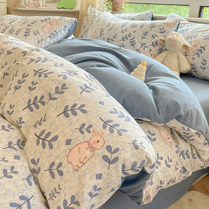 雅鹿新款床上用品磨毛纯棉四件套