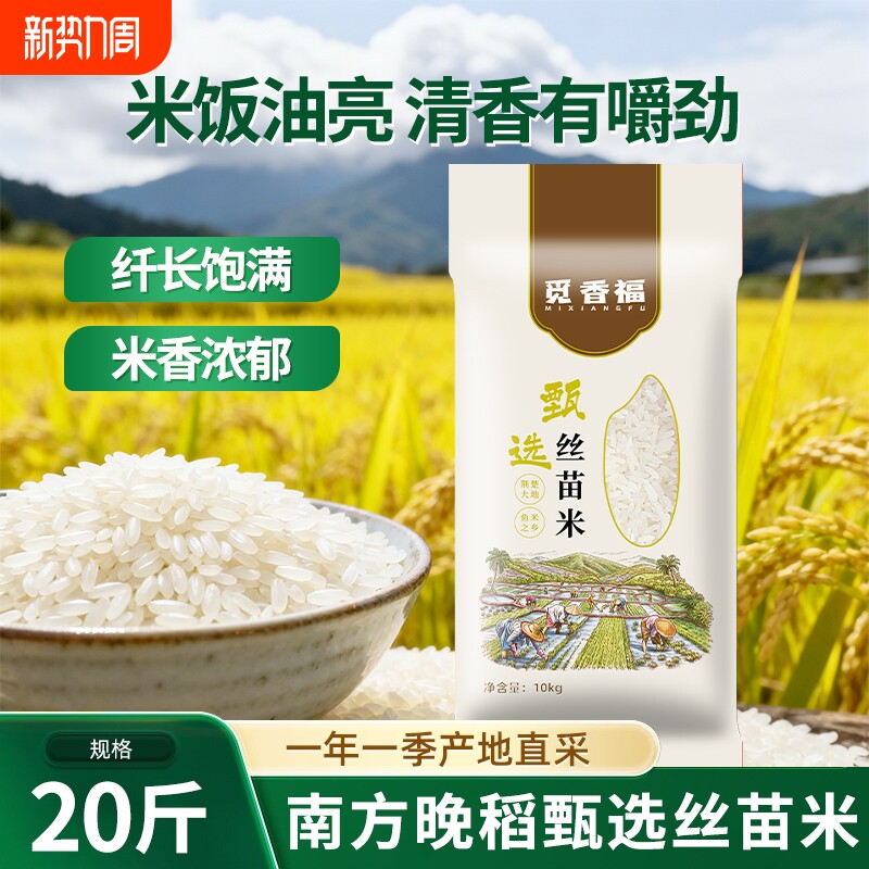 2025年大米猫牙米新米20斤丝苗长粒香米当季晚稻正宗5kg油粘