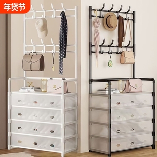 家用防尘一体式鞋帽架简易衣帽架多层鞋架门口出租房鞋柜宿舍收纳
