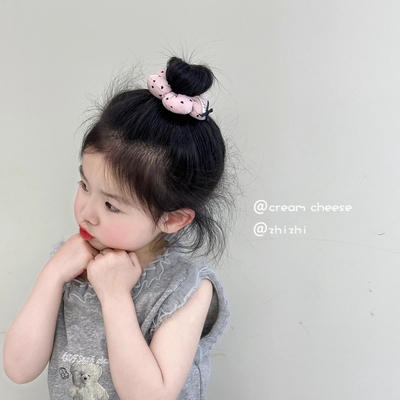 韩版女孩花朵大肠圈发圈儿童蝴蝶结套圈女童丸子头绳发绳充棉波点