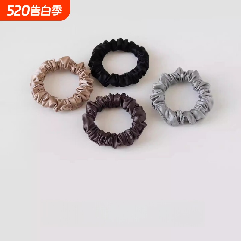 缎面小肠发圈女真丝手感头绳皮套皮筋简约纯色马尾发绳白色黑色