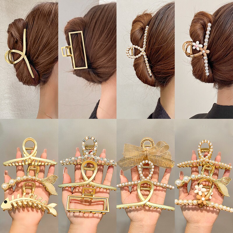 高级感大号鲨鱼夹金属超大号抓夹2024新款发量多头饰发夹女后脑勺