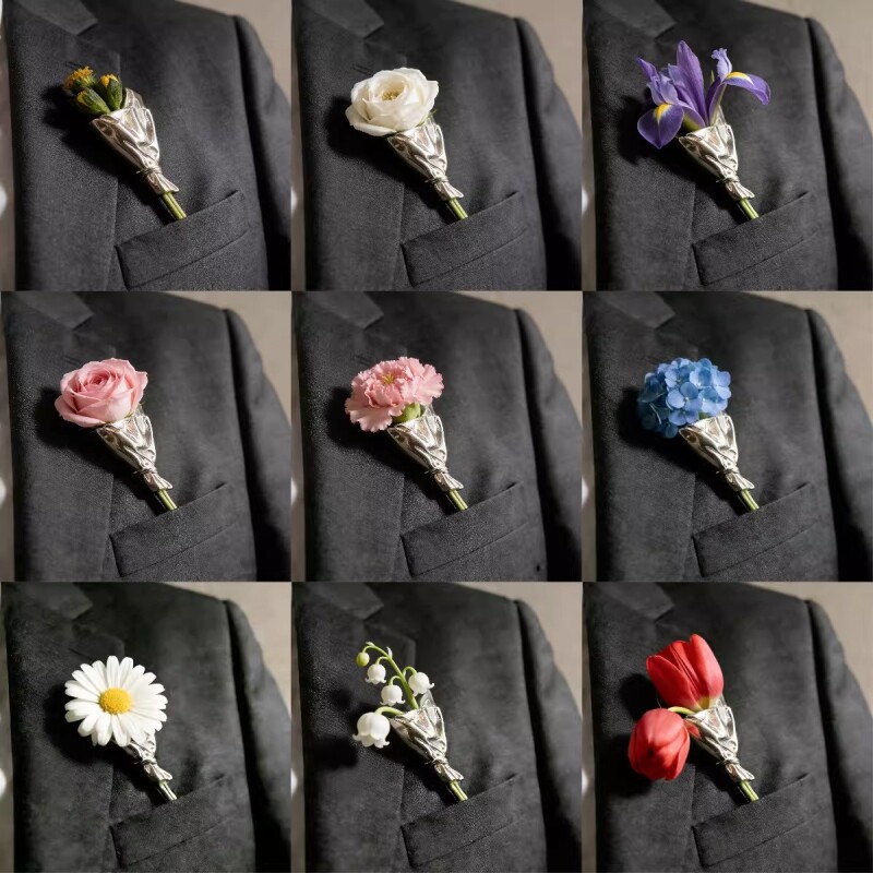 「插花胸针配件」可插花diy胸针配件独特设计感氛围感胸花diy配