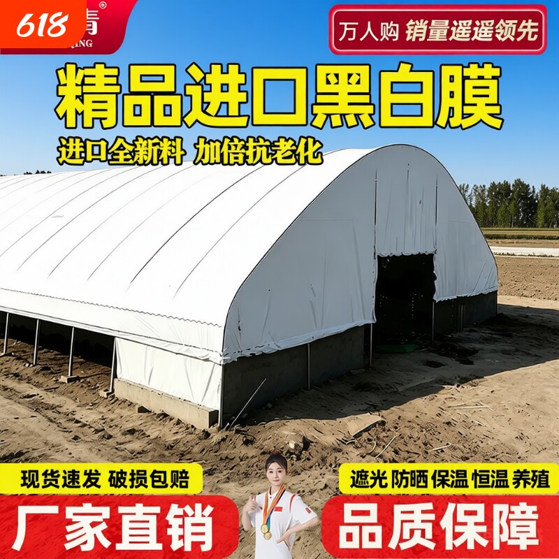 进口黑白膜农用塑料布鸡舍养殖大棚降温遮阳防晒隔热膜反光大棚膜