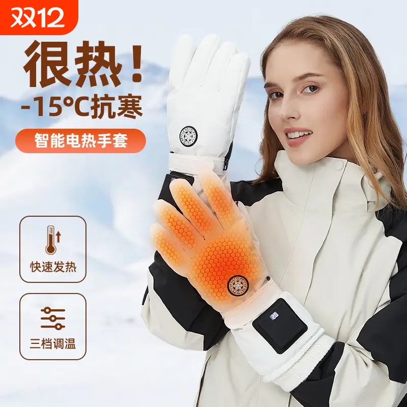 电加热手套骑行防寒充电式男女2025新款电动车摩托车保暖防风手套