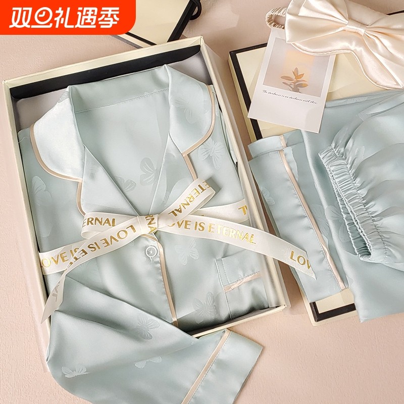 春秋夏季睡衣女款长袖冰丝绸2025新款简约高级感夏天可外穿家居服