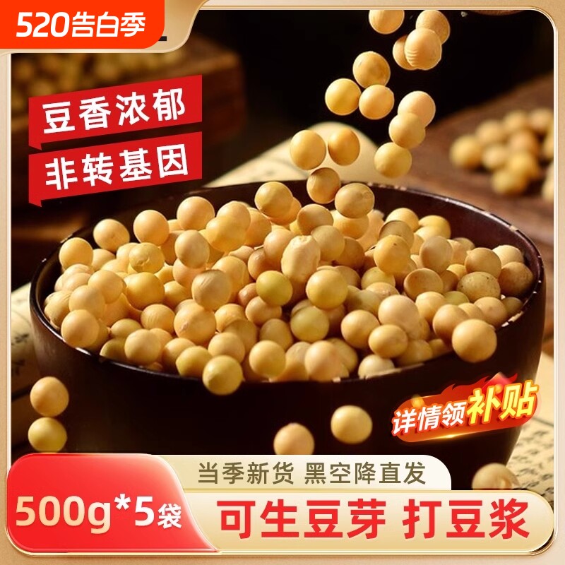 黄豆打豆浆专用农家自种东北非转基因新小黄豆批发老品种大豆新货