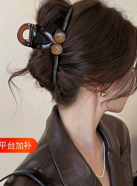 亚克力大号抓夹女2026新款高级感鲨鱼夹发夹后脑勺美拉德发抓春日