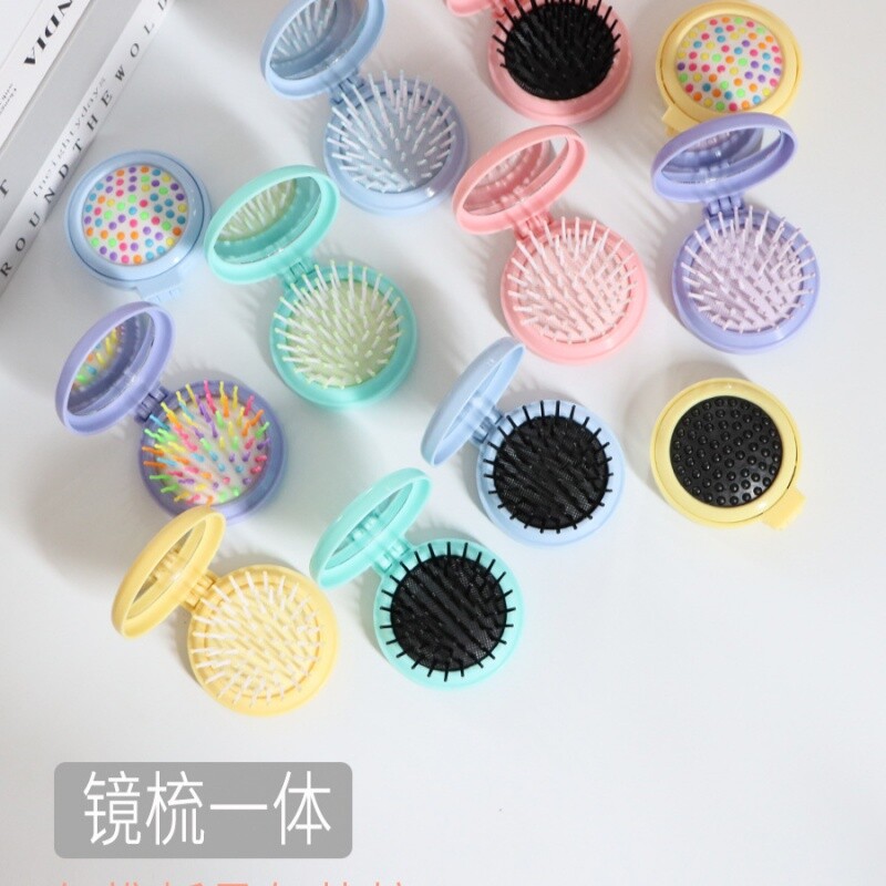 折叠气囊小梳子带化妆镜子可爱少女气垫头部按摩镜梳套装多规格