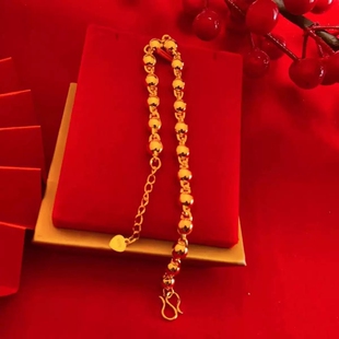 越南沙金手链女款久不掉色细正品999首饰仿真黄金转运闺蜜二人款