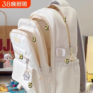 高颜值日系初中大容量书包女高中生大学生双肩包简约百搭电脑背包