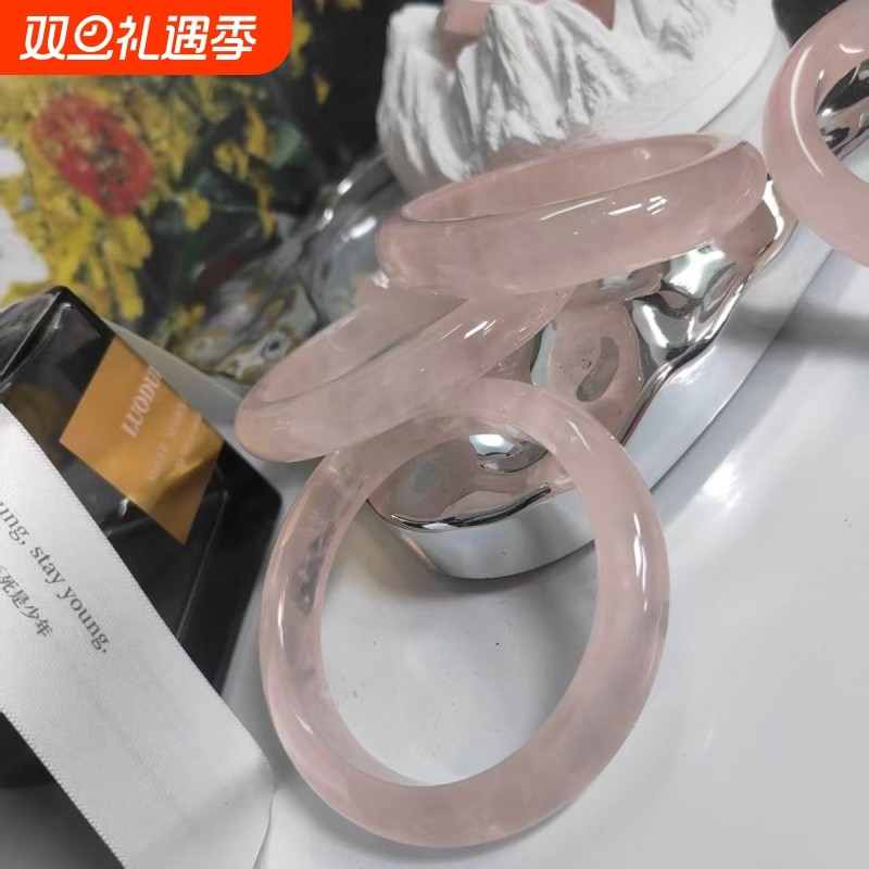 天然高冰粉水晶手镯女粉晶玉镯冰粉肉粉果冻粉晶手镯送礼