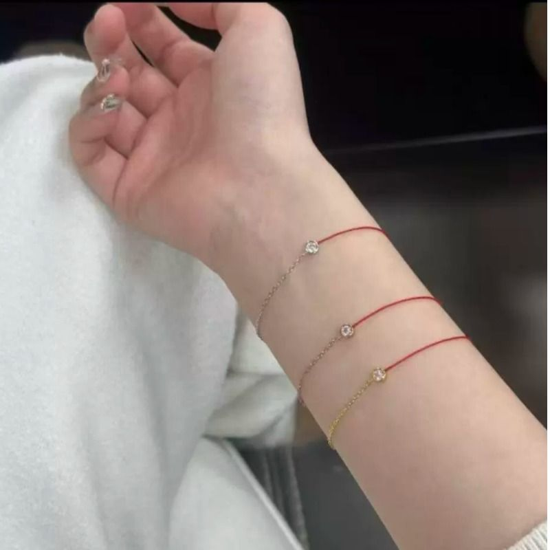 redline法国红绳手链pure系列半绳半链圆钻小红绳手链本命年转运