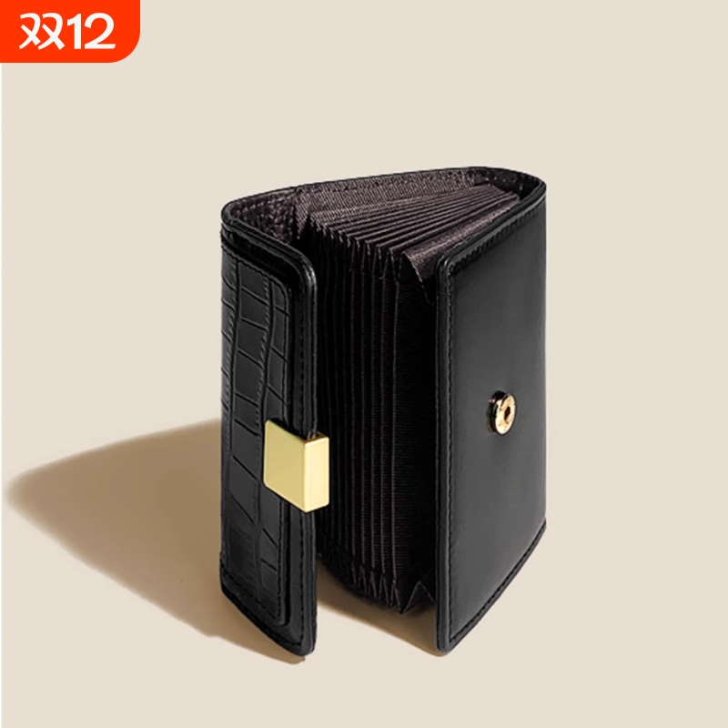 新款卡包鳄鱼纹多卡位真皮质感短款女士钱包高级感小众设计证件包