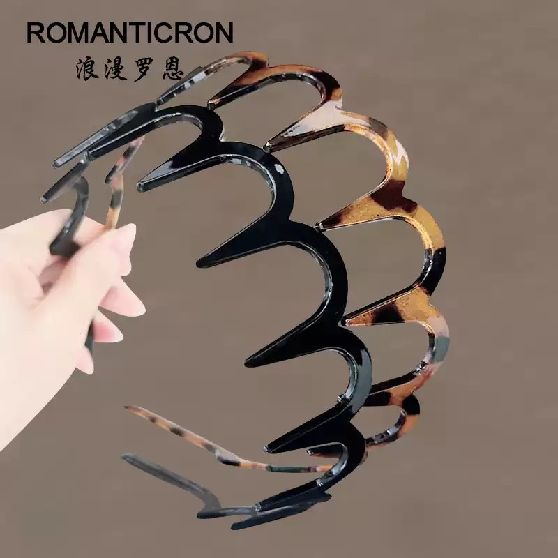 高颅顶大波浪发箍洗脸专用头饰不勒头发卡带齿梳蓬松反戴整理头箍