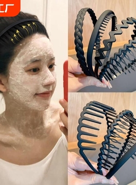 洗脸发箍头箍男女防滑带齿黑色2024新款压发发卡头饰碎发波浪化妆