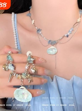 吹吹海风!度假风贝壳串珠项链配饰女2025新款夏季锁骨链小众独特