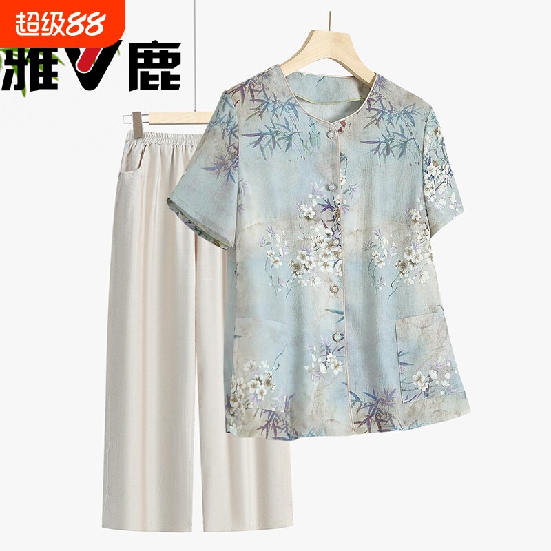 中老年人衬衫夏装上衣女奶奶短袖图片