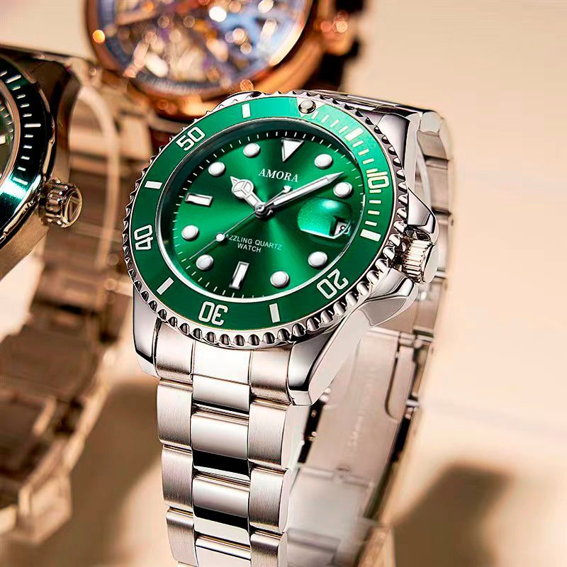 2025新款全自动机械表不锈钢带男士手表日历夜光防水男腕表石英