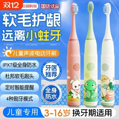儿童电动牙刷宝宝3到6-9全自动软毛刷头充电12岁以上女童小孩专用