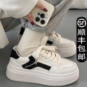 小白鞋女2024秋冬新款韩版学生百搭松糕厚底增高时尚网红休闲板鞋