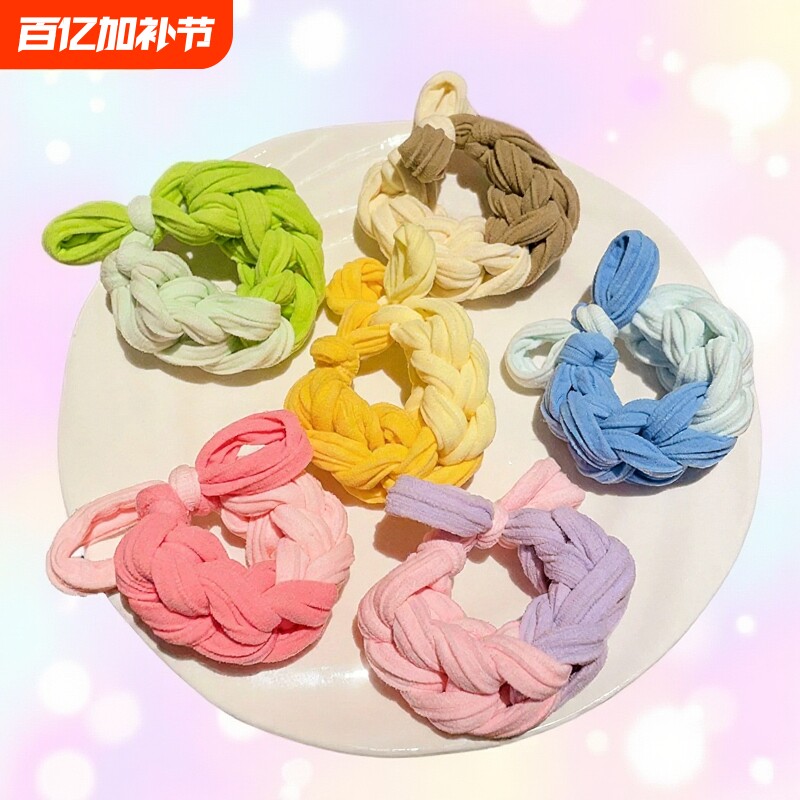 加粗高弹力编织蝴蝶结发圈百搭高马尾发绳橡皮筋女扎丸子头绳头饰
