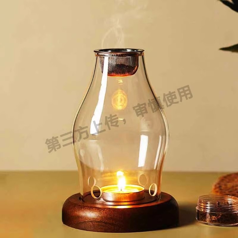 沉香碎料香薰炉蜡烛灯隔火熏香炉家用室内安神助眠香薰灯玻璃茶室