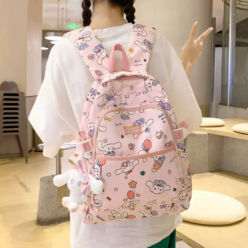 可爱女生书包中学生轻便背包小学生女孩玉桂狗双肩包蓝色粉色卡通