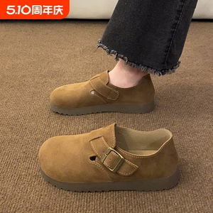 日系勃肯鞋女春季2025新款爆款一脚蹬懒人单鞋厚底全包博肯女鞋子