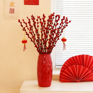 年宵干花银柳新年家用花束摆件红色喜庆室内桌面招财水培装饰鲜枝
