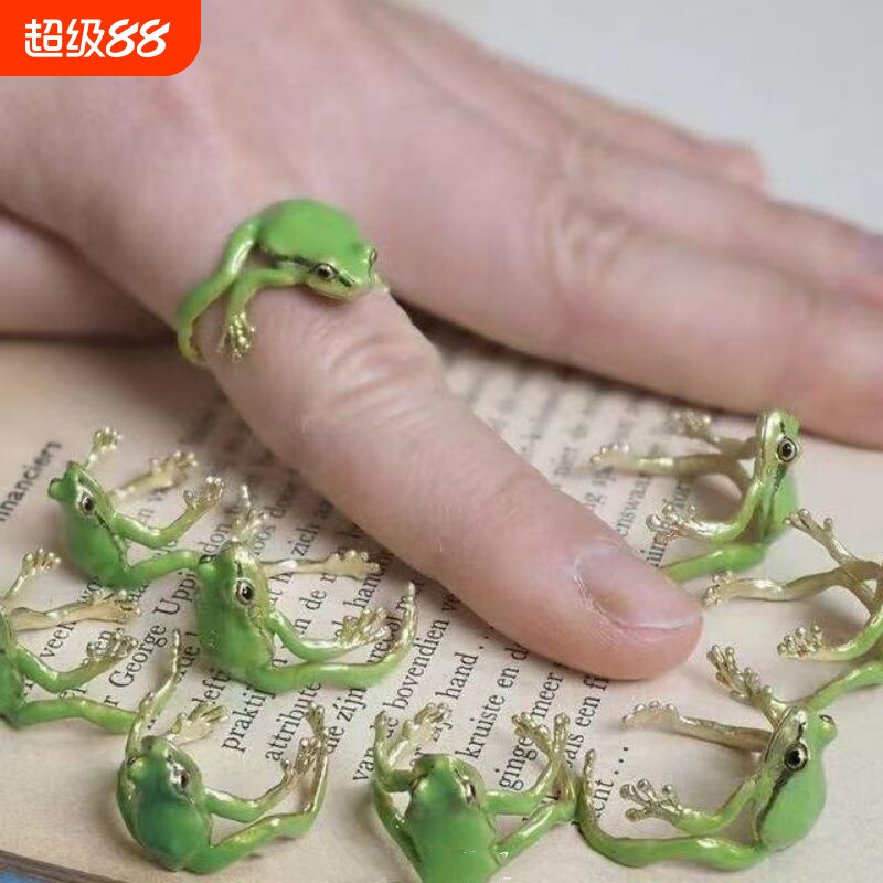 青蛙戒指可爱简约卡通指环闺蜜情侣时尚搞怪个性礼物饰品ins