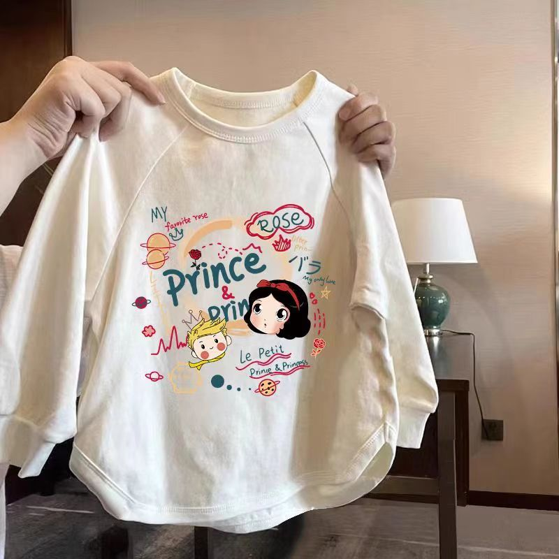 纯棉童装女童T恤2025春秋款洋气儿童长袖宽松上衣休闲A