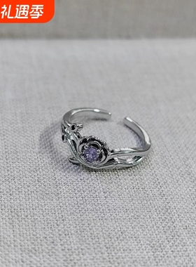 玫瑰荆棘原创设计戒指精致小众高级感镶钻情侣对戒送礼物