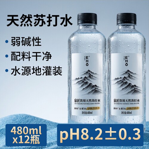 EHO饮用天然弱碱性苏打水12瓶装无糖无气无添加0卡肪整箱夏季解渴