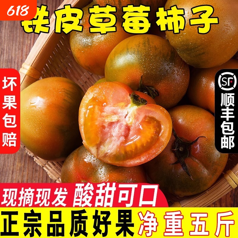 铁皮草莓柿子丹东草莓西红柿新鲜自然熟应季碱地生吃水果番茄5斤