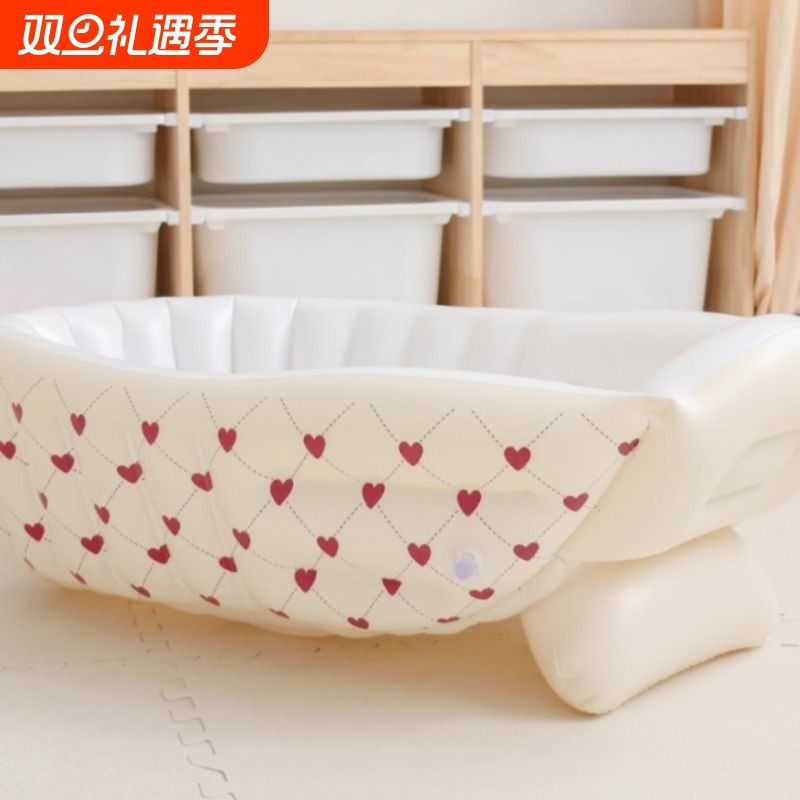 新款婴儿洗澡盆 宝宝可折叠小熊充气浴盆 婴儿学座椅 充气学座椅