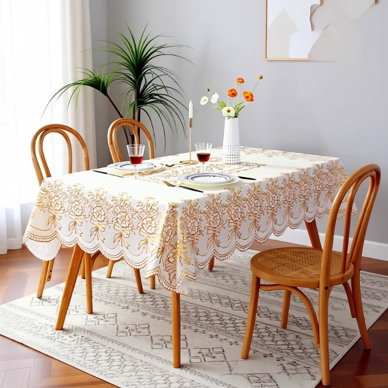 桌布防水防油免洗防烫餐桌布长方形轻奢高级感塑料台布垫茶几桌布