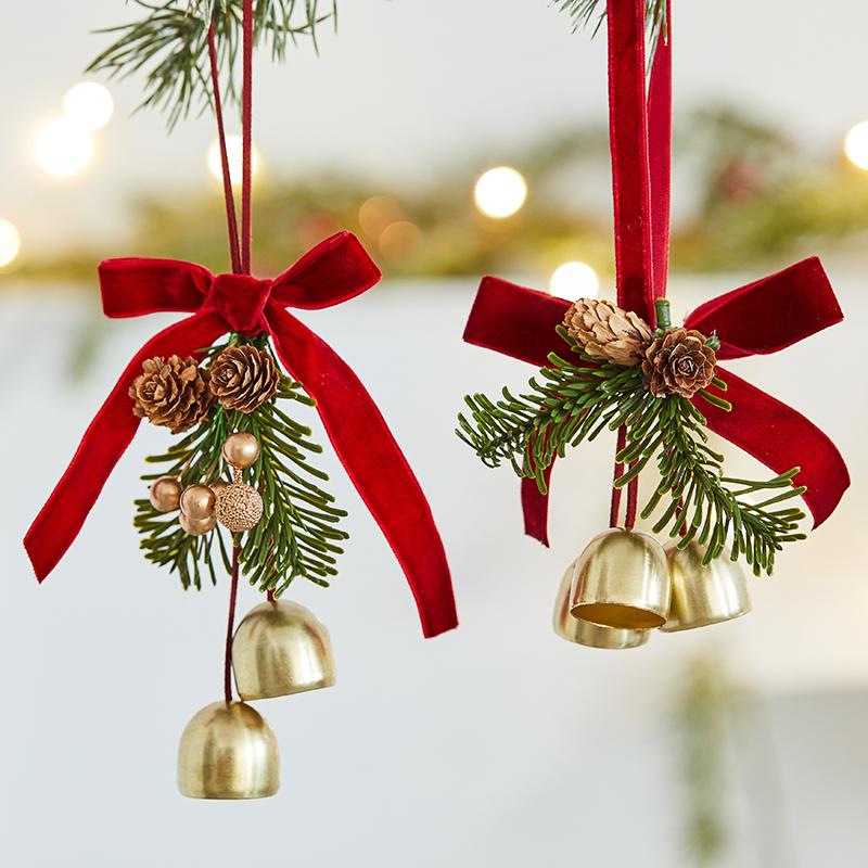 圣诞节装饰品2025新款圣诞树挂件蝴蝶结铃铛挂饰场景布置道具挂饰
