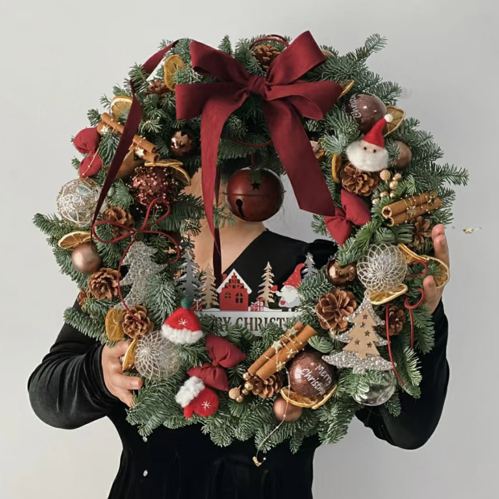 圣诞节装饰品新款北欧风装饰PE花环门挂墙壁挂件商场场景氛围布置