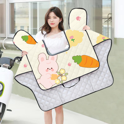 电动车儿童挡风被四季通用夏季雅迪爱玛开叉亲子款挡风罩防雨防晒