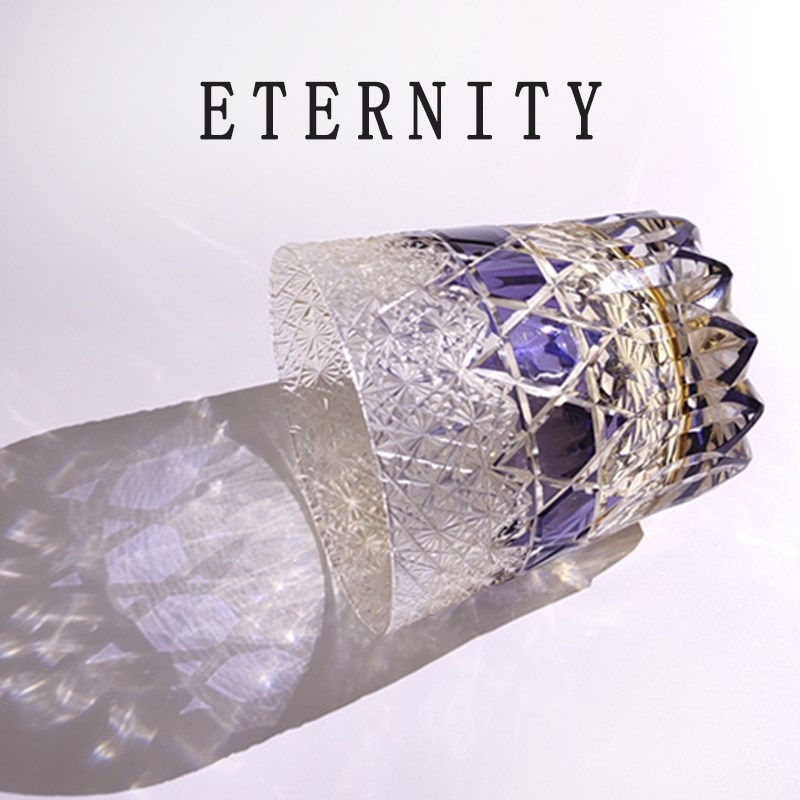 江户切子紫莹石水晶玻璃酒杯日式高端雕刻威士P忌洋酒杯轻奢礼物