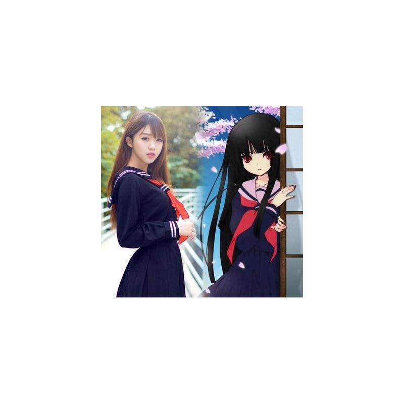 大尺码cd伪娘变装COSPLAY地狱少女COS衣服裙子校服水手服班服现货