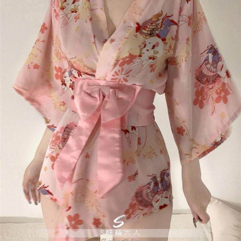 妖精大人日式花妓~樱花和服cos浴袍女性感纯欲睡袍家居服可外穿