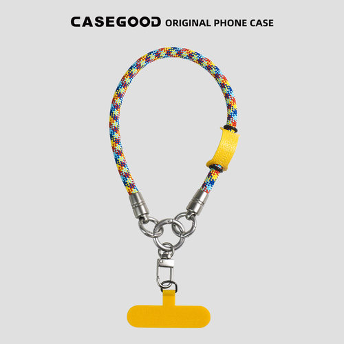 CASEGOOD 原创橙黄短款手机挂绳手腕绳 7mm钥匙扣相机绳手提防丢